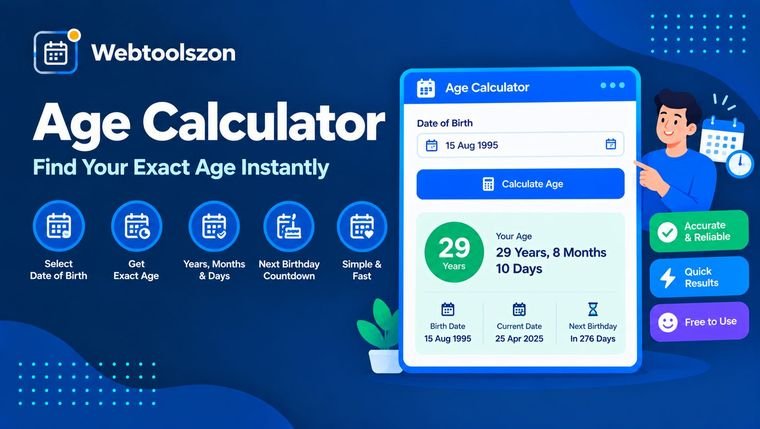 Age Calculator — free online exact age and birthday countdown tool