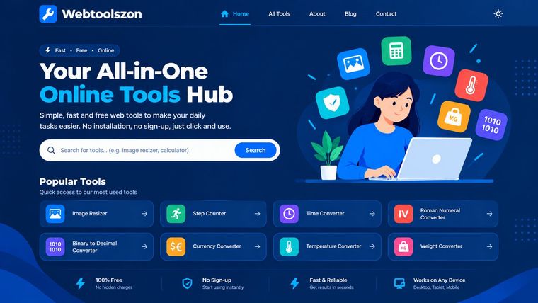 Webtoolszon — multiple free online tools, no API key needed